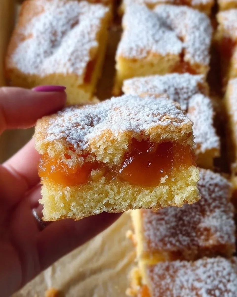 Torta morbida con confettura di albicocche pronta da servire