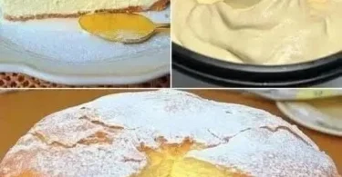 Una fetta di Torta Nuvola con panna e frutta fresca
