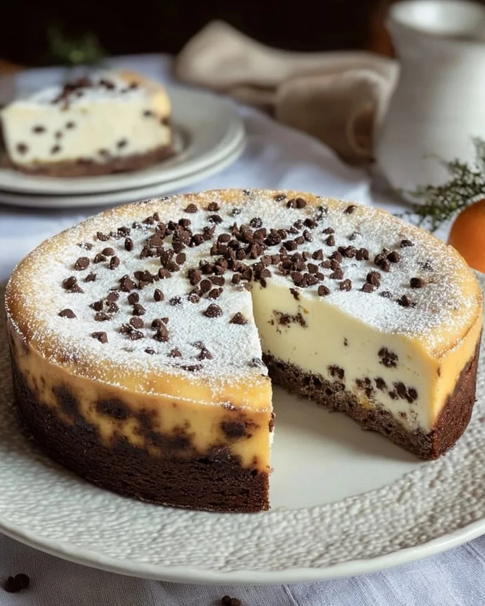 Torta ricotta e cioccolato senza glutine su un piatto elegante.