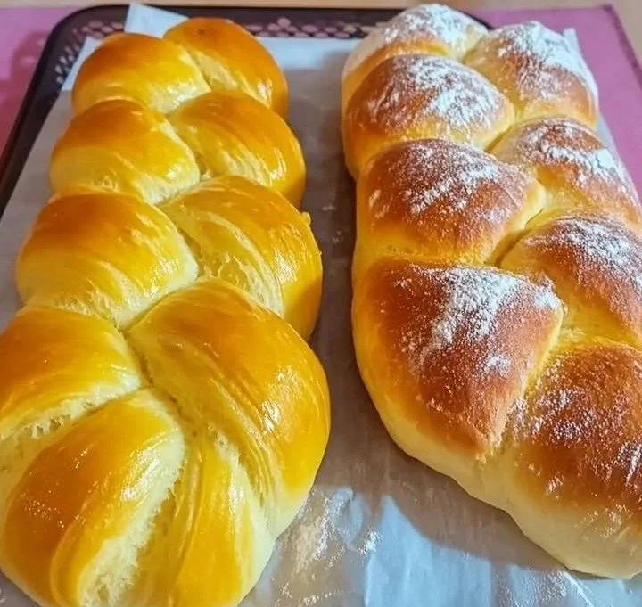 Treccia di Panbrioches appena sfornata, dolce soffice e profumato.