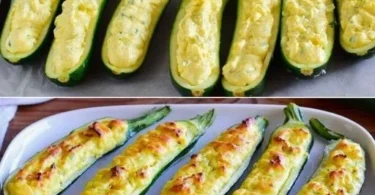 Zucchine ripiene al forno con ripieno colorato e appetitoso
