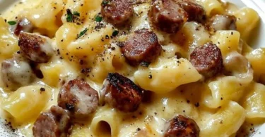 Pasta con crema di patate e salsiccia, un piatto ricco e delizioso