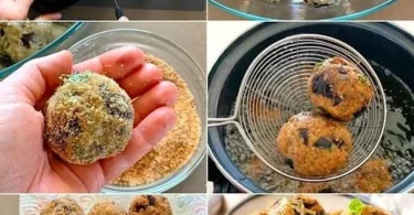 Polpette di melanzane dorate servite su un piatto con salsa di pomodoro