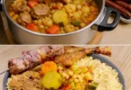 Couscous royal con agnello, pollo e merguez, un piatto tradizionale marocchino