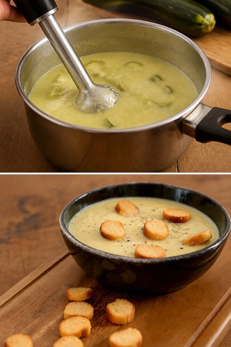 Deliziosa crema di zucchine servita in una ciotola