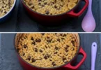 Crumble con pezzi di cioccolato e banana fresco