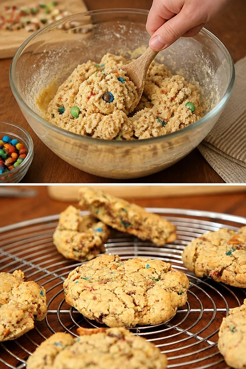 Cookies alle M freschi e deliziosi serviti su un piatto