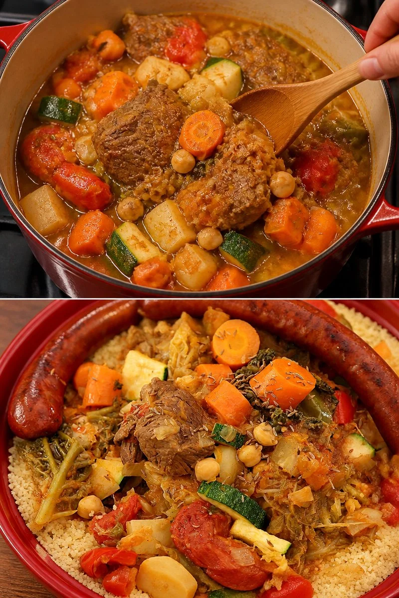 Couscous marocchino servito con verdure e spezie