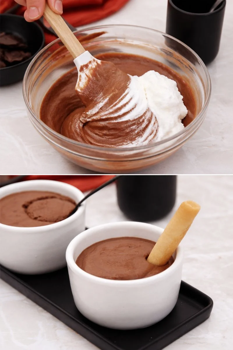Mousse au chocolat légère servita in una ciotola elegante