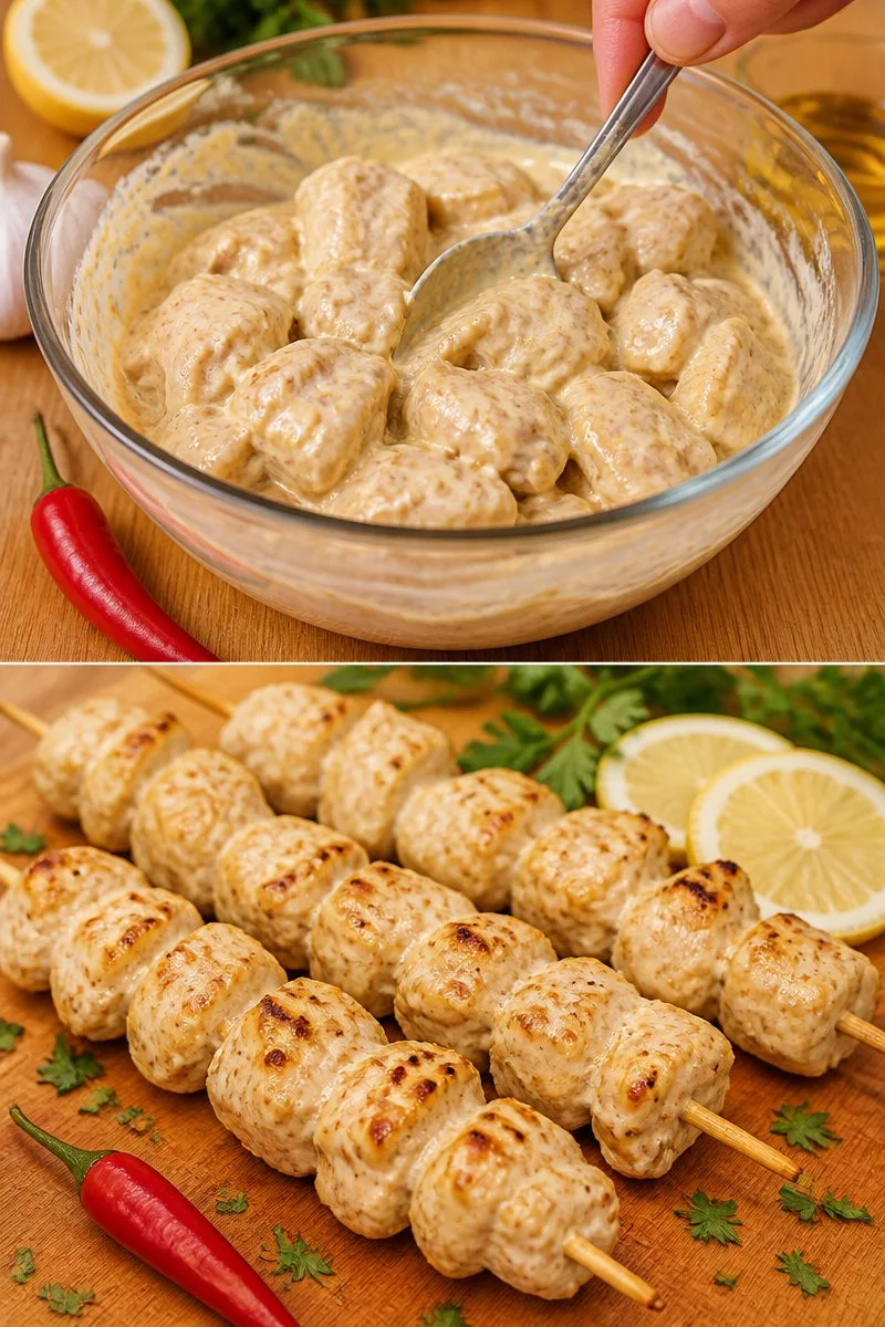 Piatto di pollo tikka indiano con spezie e guarnizioni