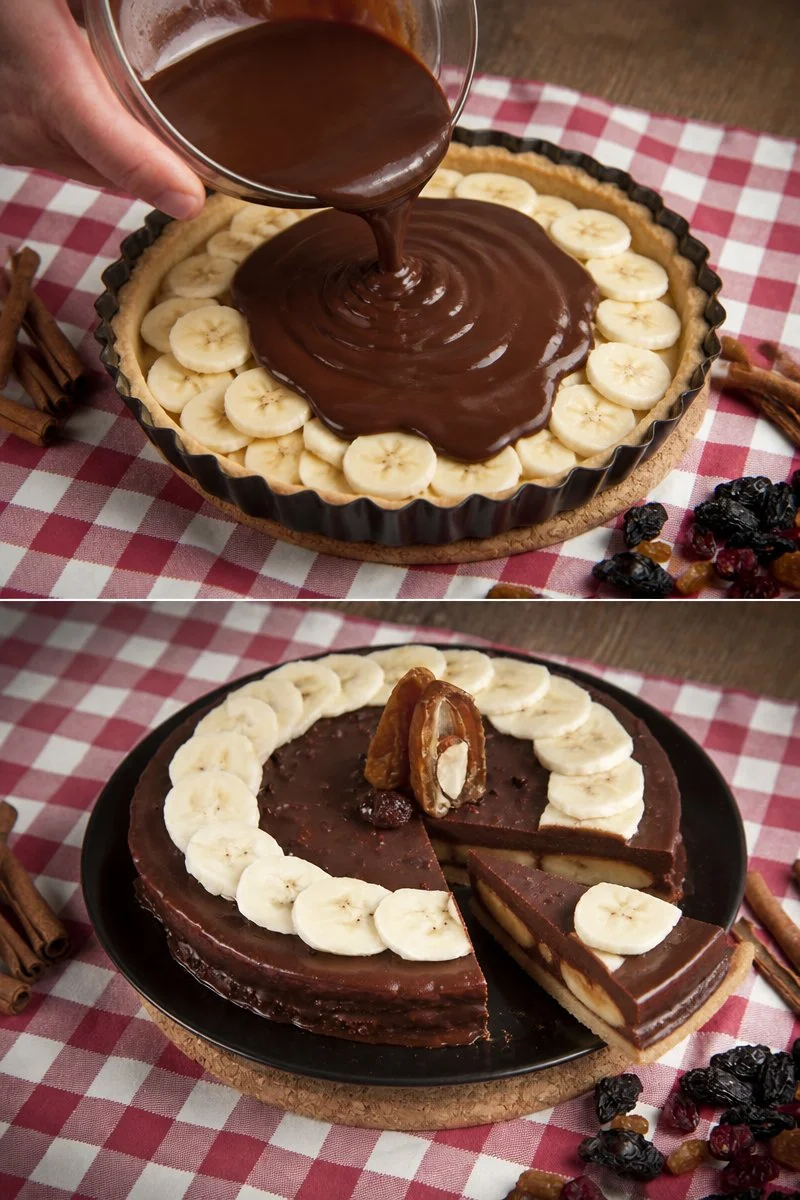 Tarte chocolat banane facile con cioccolato e banane fresche